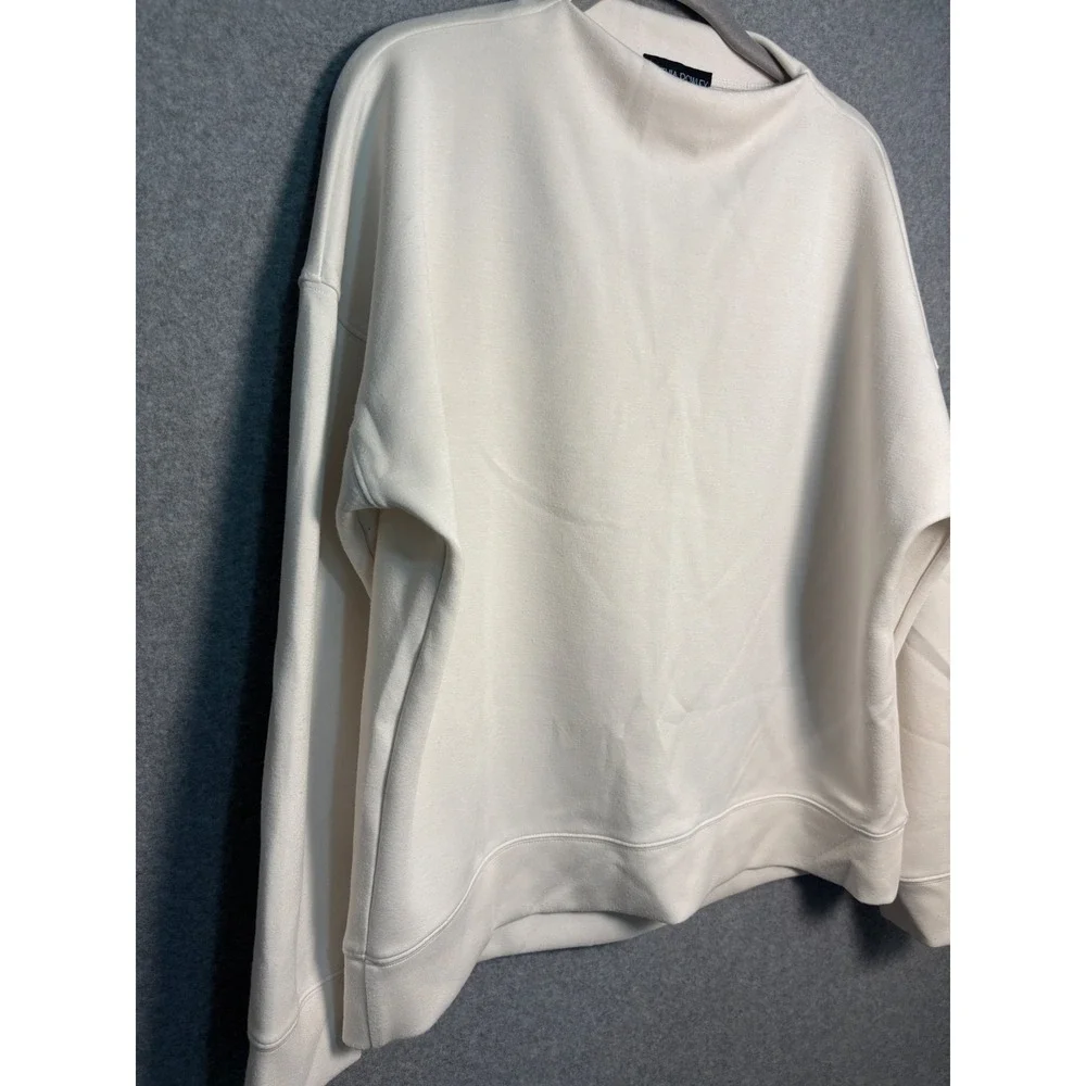 Cynthia Rowley Scuba Sweatshirt M Ivory Minimalist Quiet Luxury Oversized Top